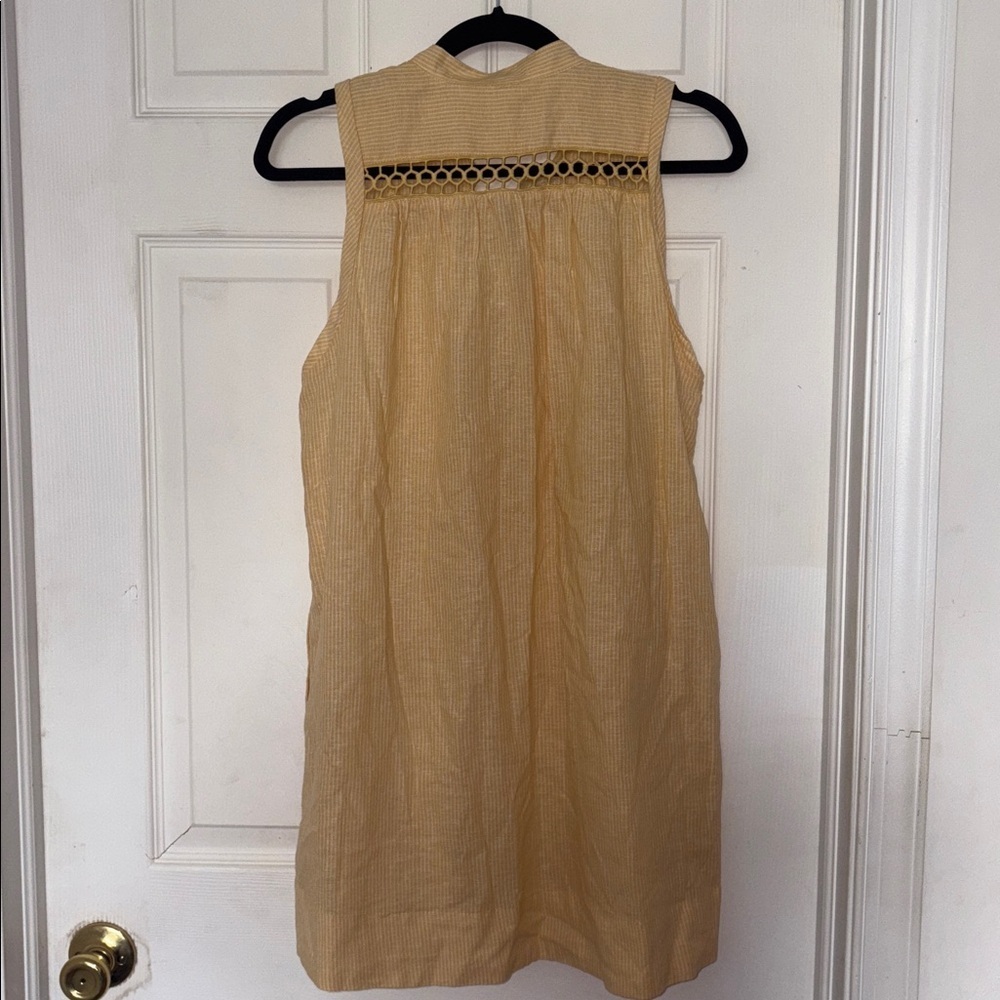 Free People Yellow Lace Up Linen Blend Dress Size XS - Picture 6 of 7